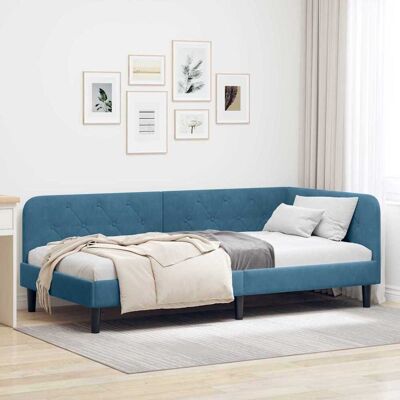 vidaXL Eckbettgestell Blau 90 x 200 cm Samt - Blau vidaXL Eckbettgestell Blau 90 x 200 cm Samt - Blau