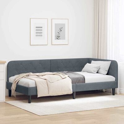 vidaXL Eckbettgestell Dunkelgrau 90 x 200 cm Samt - Grau vidaXL Eckbettgestell Dunkelgrau 90 x 200 cm Samt - Grau