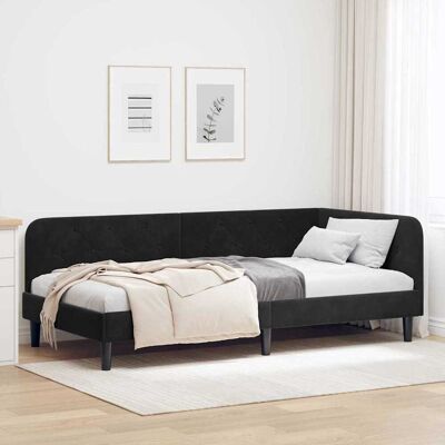 vidaXL Eckbettgestell Schwarz 90 x 200 cm Samt - Schwarz vidaXL Eckbettgestell Schwarz 90 x 200 cm Samt - Schwarz