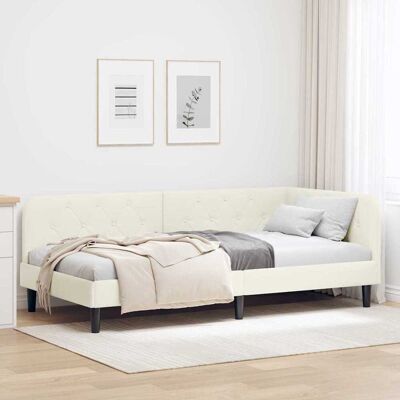 vidaXL Eckbettgestell Creme 90 x 200 cm Samt - Creme vidaXL Eckbettgestell Creme 90 x 200 cm Samt - Creme