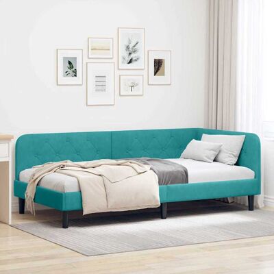 vidaXL Eckbettgestell Türkis 90 x 200 cm Samt - Türkis vidaXL Eckbettgestell Türkis 90 x 200 cm Samt - Türkis