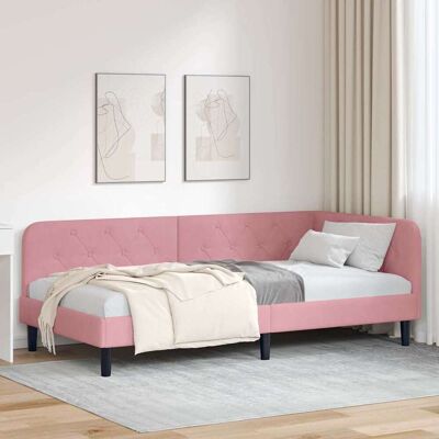 vidaXL Eckbettgestell Rosa 100 x 200 cm Samt - Rosa vidaXL Eckbettgestell Rosa 100 x 200 cm Samt - Rosa