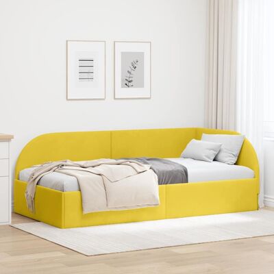 vidaXL Eckbettgestell mit Kopfteil Gelb 90 cm x 190 cm Samt - Gelb vidaXL Eckbettgestell mit Kopfteil Gelb 90 cm x 190 cm Samt - Gelb