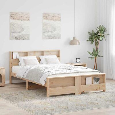 vidaXL Bettrahmen mit Kopfteil Braun 150 x 200 cm Holzwerkstoff - Beige vidaXL Bettrahmen mit Kopfteil Braun 150 x 200 cm Holzwerkstoff - Beige