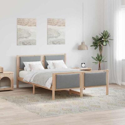 vidaXL Bettrahmen mit Kopfteil Hellgrau 150 x 200 cm Stoff - Braun vidaXL Bettrahmen mit Kopfteil Hellgrau 150 x 200 cm Stoff - Braun