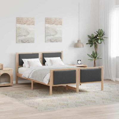 vidaXL Bettrahmen mit Kopfteil Dunkelgrau 150 x 200 cm Stoff - Braun vidaXL Bettrahmen mit Kopfteil Dunkelgrau 150 x 200 cm Stoff - Braun