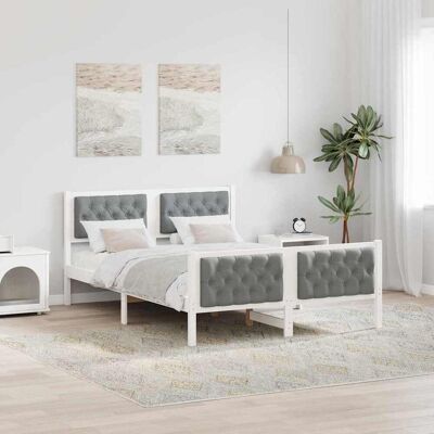 vidaXL Bettrahmen Hellgrau 140 x 190 cm Massives Kiefernholz - Weiß vidaXL Bettrahmen Hellgrau 140 x 190 cm Massives Kiefernholz - Weiß