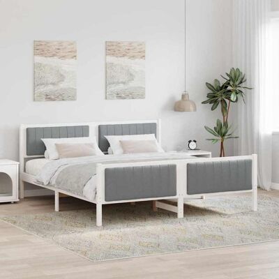 vidaXL Bettgestell Weiß und Hellgrau 180 x 200 cm Massivholz Kiefer - Weiß vidaXL Bettgestell Weiß und Hellgrau 180 x 200 cm Massivholz Kiefer - Weiß