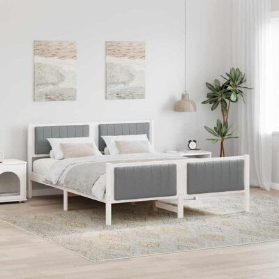 vidaXL Bettgestell Weiß und Hellgrau 150 x 200 cm Massivholz Kiefer - Weiß vidaXL Bettgestell Weiß und Hellgrau 150 x 200 cm Massivholz Kiefer - Weiß