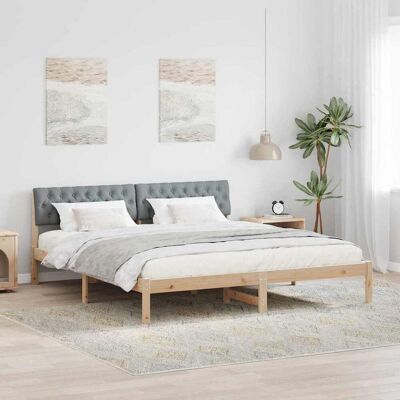 vidaXL Bettgestell Braun und hellgrau 180 x 200 cm Massivholz Kiefer - Braun vidaXL Bettgestell Braun und hellgrau 180 x 200 cm Massivholz Kiefer - Braun