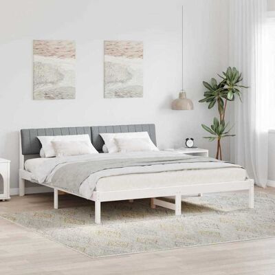 vidaXL Bettgestell Weiß und Hellgrau 180 x 200 cm Massivholz Kiefer - Weiß vidaXL Bettgestell Weiß und Hellgrau 180 x 200 cm Massivholz Kiefer - Weiß