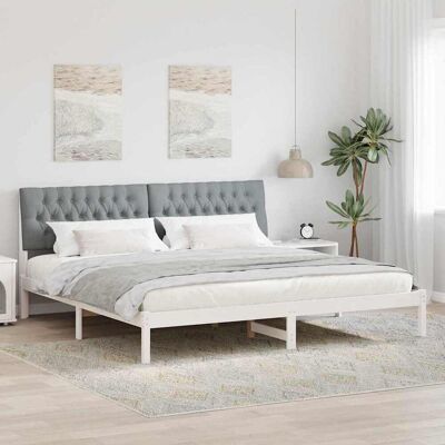vidaXL Bettgestell mit gepolstertem Kopfteil Weiß 200 x 200 cm - Weiß vidaXL Bettgestell mit gepolstertem Kopfteil Weiß 200 x 200 cm - Weiß