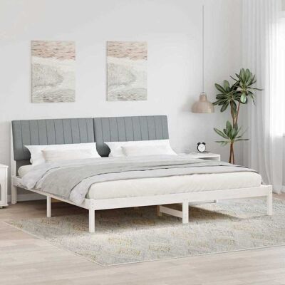 vidaXL Bettrahmen mit Kopfteil Weiß 200 x 200 cm Massives Kiefernholz - Weiß vidaXL Bettrahmen mit Kopfteil Weiß 200 x 200 cm Massives Kiefernholz - Weiß