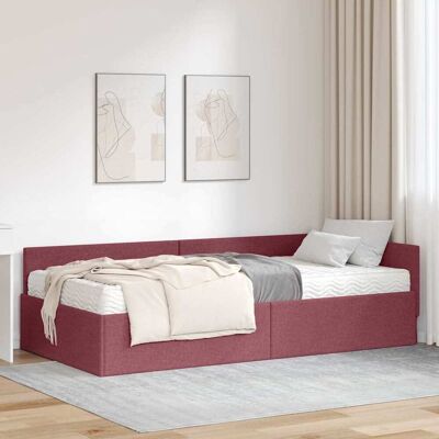 vidaXL Eckbettgestell mit Matratze Sonstiges 2 pcs Rot Stoff - Rot vidaXL Eckbettgestell mit Matratze Sonstiges 2 pcs Rot Stoff - Rot