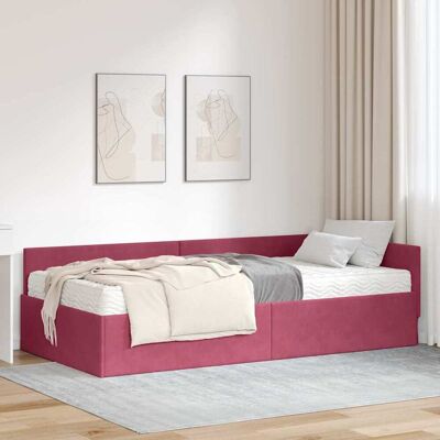 vidaXL Eckbettgestell mit Matratze Sonstiges 2 pcs Grün Samt - Rot vidaXL Eckbettgestell mit Matratze Sonstiges 2 pcs Grün Samt - Rot