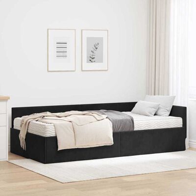 vidaXL Eckbettgestell mit Matratze Sonstiges 2 pcs Schwarz Samt - Schwarz vidaXL Eckbettgestell mit Matratze Sonstiges 2 pcs Schwarz Samt - Schwarz