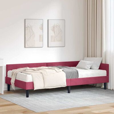 vidaXL Eckbettgestell mit Matratze Sonstiges 2 pcs Grün Samt - Rot vidaXL Eckbettgestell mit Matratze Sonstiges 2 pcs Grün Samt - Rot