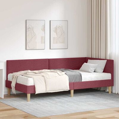 vidaXL Eckbettgestell mit Matratze Sonstiges 2 pcs Grau Stoff - Rot vidaXL Eckbettgestell mit Matratze Sonstiges 2 pcs Grau Stoff - Rot