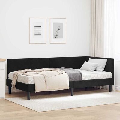 vidaXL Eckbettgestell mit Matratze Sonstiges 2 pcs Schwarz Samt - Schwarz vidaXL Eckbettgestell mit Matratze Sonstiges 2 pcs Schwarz Samt - Schwarz