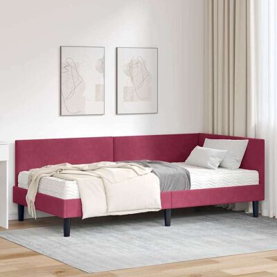 vidaXL Eckbettgestell mit Matratze Sonstiges 2 pcs Grün Samt - Rot vidaXL Eckbettgestell mit Matratze Sonstiges 2 pcs Grün Samt - Rot