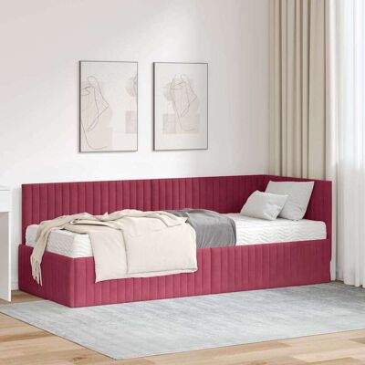 vidaXL Eckbettgestell mit Matratze mit Kopfteil 2 pcs Grün Samt - Rot vidaXL Eckbettgestell mit Matratze mit Kopfteil 2 pcs Grün Samt - Rot