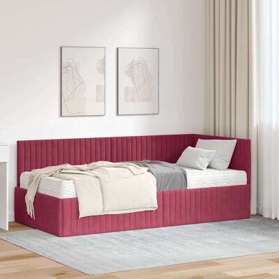 vidaXL Eckbettgestell mit Matratze mit Kopfteil 2 pcs Grün Samt - Rot vidaXL Eckbettgestell mit Matratze mit Kopfteil 2 pcs Grün Samt - Rot