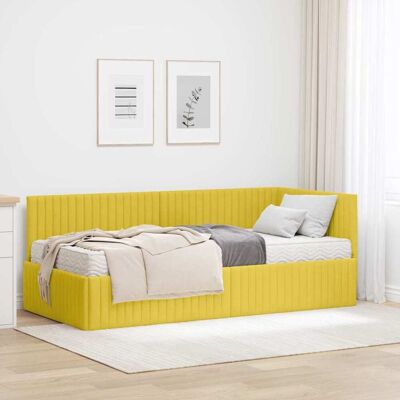 vidaXL Eckbettgestell mit Matratze mit Kopfteil 2 pcs Gelb Samt - Gelb vidaXL Eckbettgestell mit Matratze mit Kopfteil 2 pcs Gelb Samt - Gelb