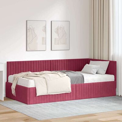 vidaXL Eckbettgestell mit Matratze mit Kopfteil 2 pcs Grün Samt - Rot vidaXL Eckbettgestell mit Matratze mit Kopfteil 2 pcs Grün Samt - Rot