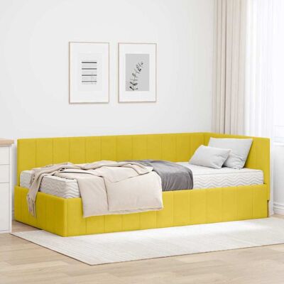 vidaXL Eckbettgestell mit Matratze mit Kopfteil 2 pcs Gelb Samt - Gelb vidaXL Eckbettgestell mit Matratze mit Kopfteil 2 pcs Gelb Samt - Gelb
