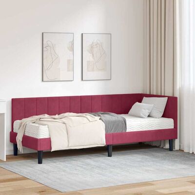 vidaXL Eckbettgestell mit Matratze mit Kopfteil 2 pcs Grün Samt - Rot vidaXL Eckbettgestell mit Matratze mit Kopfteil 2 pcs Grün Samt - Rot