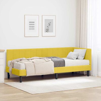 vidaXL Eckbettgestell mit Matratze mit Kopfteil 2 pcs Gelb Samt - Gelb vidaXL Eckbettgestell mit Matratze mit Kopfteil 2 pcs Gelb Samt - Gelb