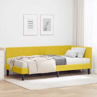 vidaXL Eckbettgestell mit Matratze mit Kopfteil 2 pcs Gelb Samt - Gelb vidaXL Eckbettgestell mit Matratze mit Kopfteil 2 pcs Gelb Samt - Gelb