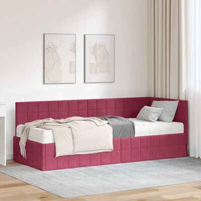 vidaXL Eckbettgestell mit Matratze mit Kopfteil 2 pcs Grün Samt - Rot vidaXL Eckbettgestell mit Matratze mit Kopfteil 2 pcs Grün Samt - Rot