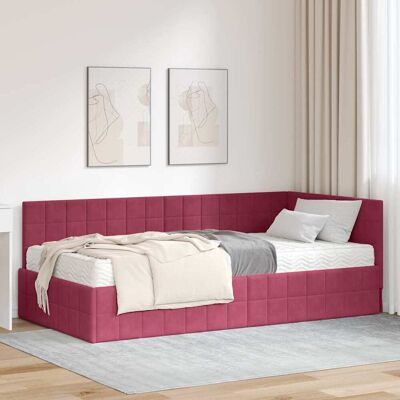 vidaXL Eckbettgestell mit Matratze mit Kopfteil 2 pcs Grün Samt - Rot vidaXL Eckbettgestell mit Matratze mit Kopfteil 2 pcs Grün Samt - Rot