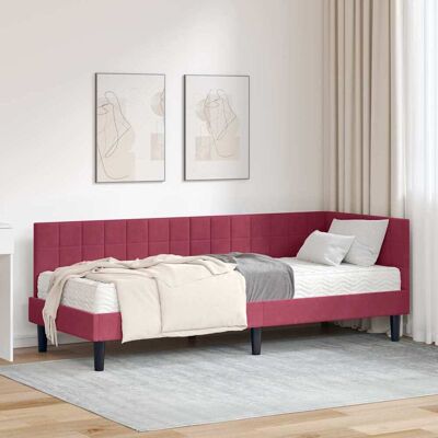 vidaXL Eckbettgestell mit Matratze mit Kopfteil 2 pcs Grün Samt - Rot vidaXL Eckbettgestell mit Matratze mit Kopfteil 2 pcs Grün Samt - Rot