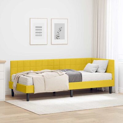 vidaXL Eckbettgestell mit Matratze mit Kopfteil 2 pcs Gelb Samt - Gelb vidaXL Eckbettgestell mit Matratze mit Kopfteil 2 pcs Gelb Samt - Gelb