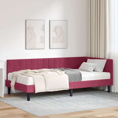 vidaXL Eckbettgestell mit Matratze mit Kopfteil 2 pcs Grün Samt - Rot vidaXL Eckbettgestell mit Matratze mit Kopfteil 2 pcs Grün Samt - Rot
