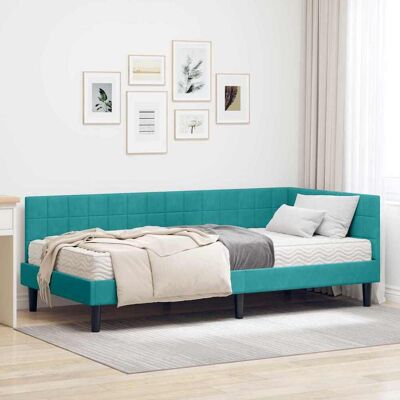 vidaXL Eckbettgestell mit Matratze Türkis 90 x 190 cm Samt - Türkis vidaXL Eckbettgestell mit Matratze Türkis 90 x 190 cm Samt - Türkis