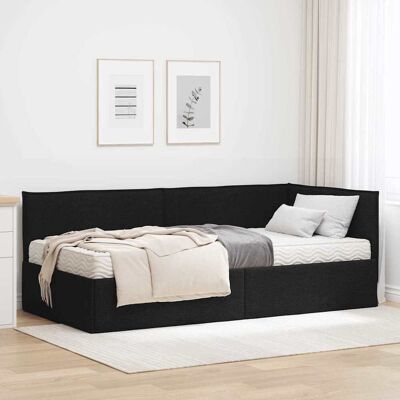 vidaXL Eckbettgestell mit Matratze mit Kopfteil 2 pcs Grün Samt - Schwarz vidaXL Eckbettgestell mit Matratze mit Kopfteil 2 pcs Grün Samt - Schwarz