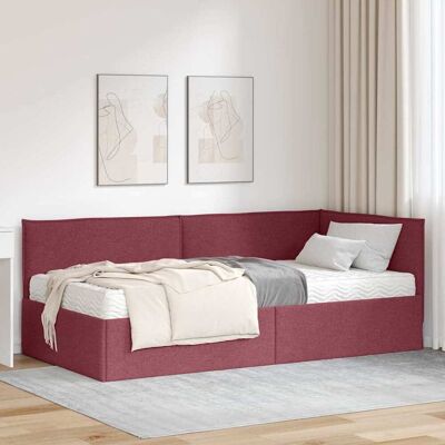 vidaXL Eckbettgestell mit Matratze mit Kopfteil 2 pcs Grau Samt - Rot vidaXL Eckbettgestell mit Matratze mit Kopfteil 2 pcs Grau Samt - Rot