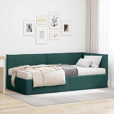 vidaXL Eckbettgestell mit Matratze mit Kopfteil 2 pcs Grün Samt - Grün vidaXL Eckbettgestell mit Matratze mit Kopfteil 2 pcs Grün Samt - Grün