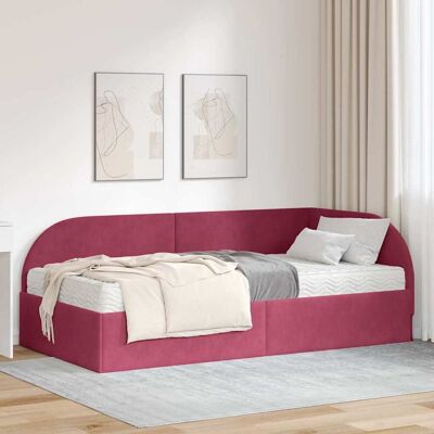vidaXL Eckbettgestell mit Matratze mit Kopfteil 2 pcs Grün Samt - Rot vidaXL Eckbettgestell mit Matratze mit Kopfteil 2 pcs Grün Samt - Rot