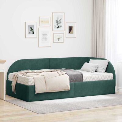 vidaXL Eckbettgestell mit Matratze mit Kopfteil 2 pcs Grün Samt - Grün vidaXL Eckbettgestell mit Matratze mit Kopfteil 2 pcs Grün Samt - Grün