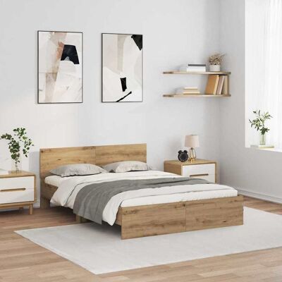 vidaXL Bettrahmen Artisan-Eiche 160 x 200 cm Holzwerkstoff - Braun vidaXL Bettrahmen Artisan-Eiche 160 x 200 cm Holzwerkstoff - Braun