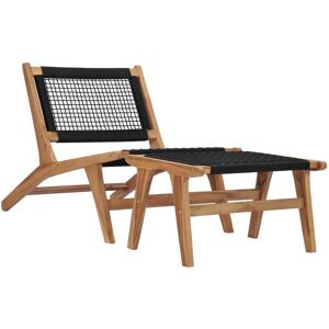 vidaXL Sonnenliege mit Fußablage Massivholz Teak und Seil - Braun