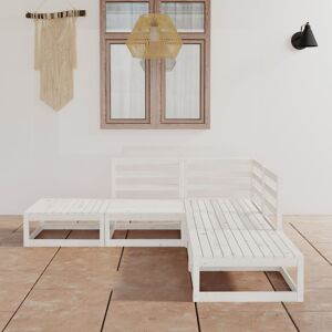 vidaXL 5-tlg. Garten-Lounge-Set Weiß Massivholz Kiefer - Weiß