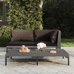 vidaXL Gartensofa mit Kissen Halbrundes Poly Rattan - Grau