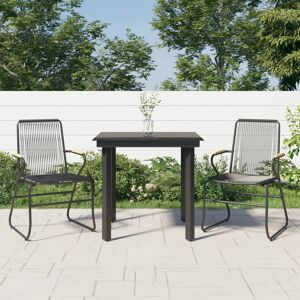 vidaXL 3-tlg. Garten-Essgruppe Schwarz PVC Rattan - Schwarz