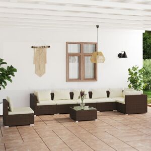 vidaXL 8-tlg. Garten-Lounge-Set mit Kissen Poly Rattan Braun - Braun