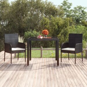 vidaXL Gartentisch mit Glasplatte Schwarz 90x90x75 cm Poly Rattan - Schwarz